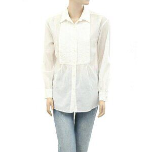 Nili Lotan White Sheer Pintuck Button-Up Blouse
